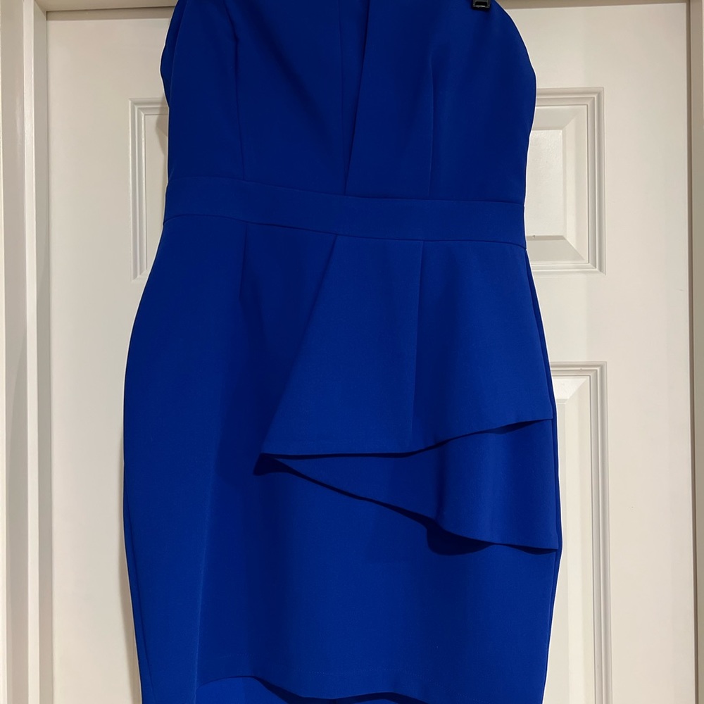 Royal Blue Strapless Peplum Dress